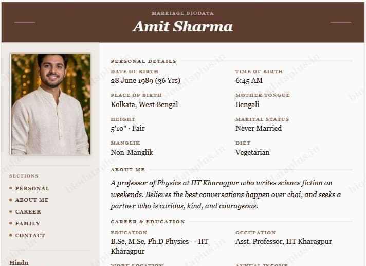 Marriage Biodata Format for Boy — Download Free Template