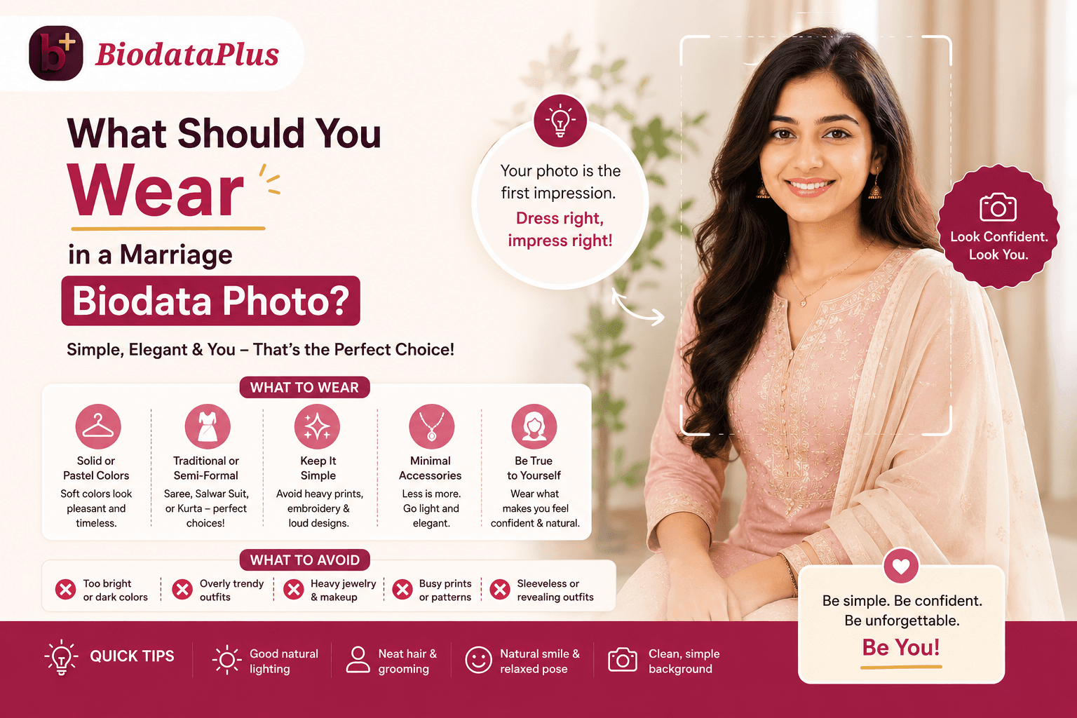 What to wear in a marriage biodata photo — solid colours, traditional outfits, and tips to dress right for your first impression