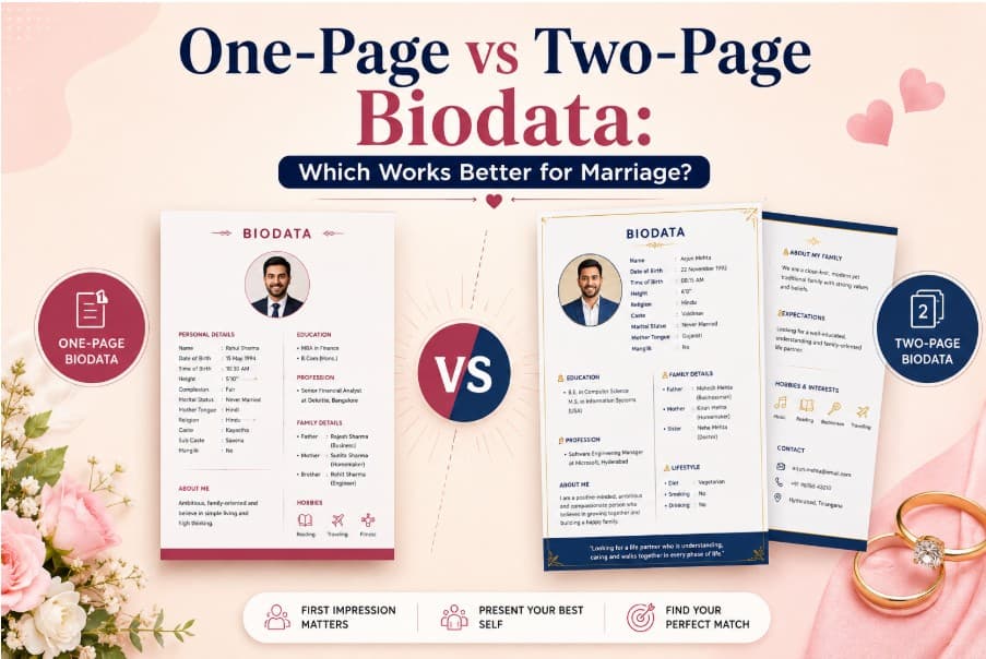 One-page vs two-page marriage biodata comparison — which format works better for matchmaking