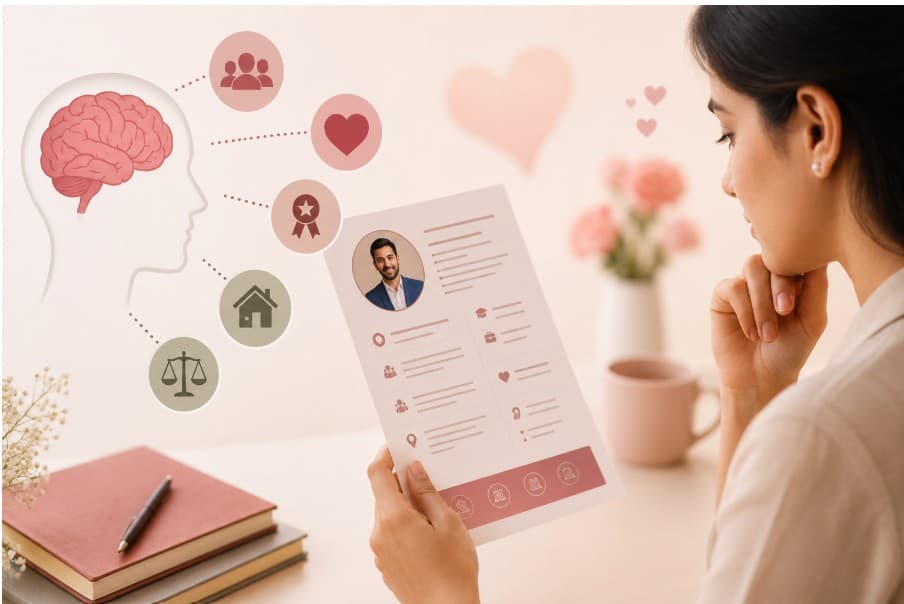 Woman reading a marriage biodata — understanding how families process biodata information
