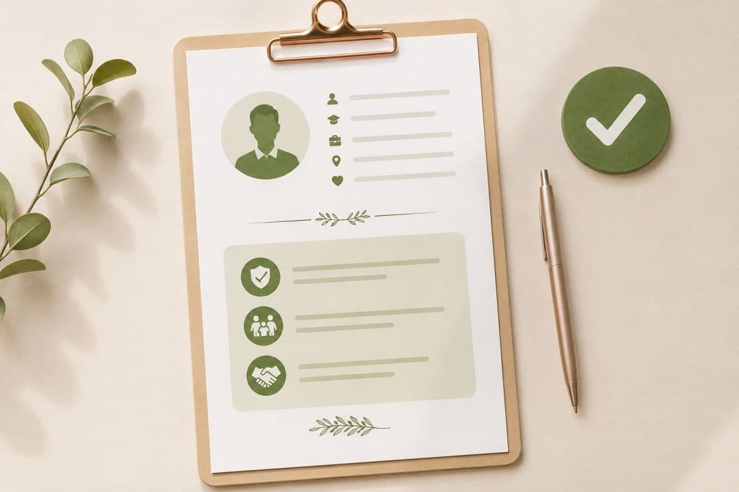 Green flags in marriage biodata that build trust — clipboard with biodata form and green checkmark Green flags in marriage biodata that build trust — clipboard with biodata form and green checkmark